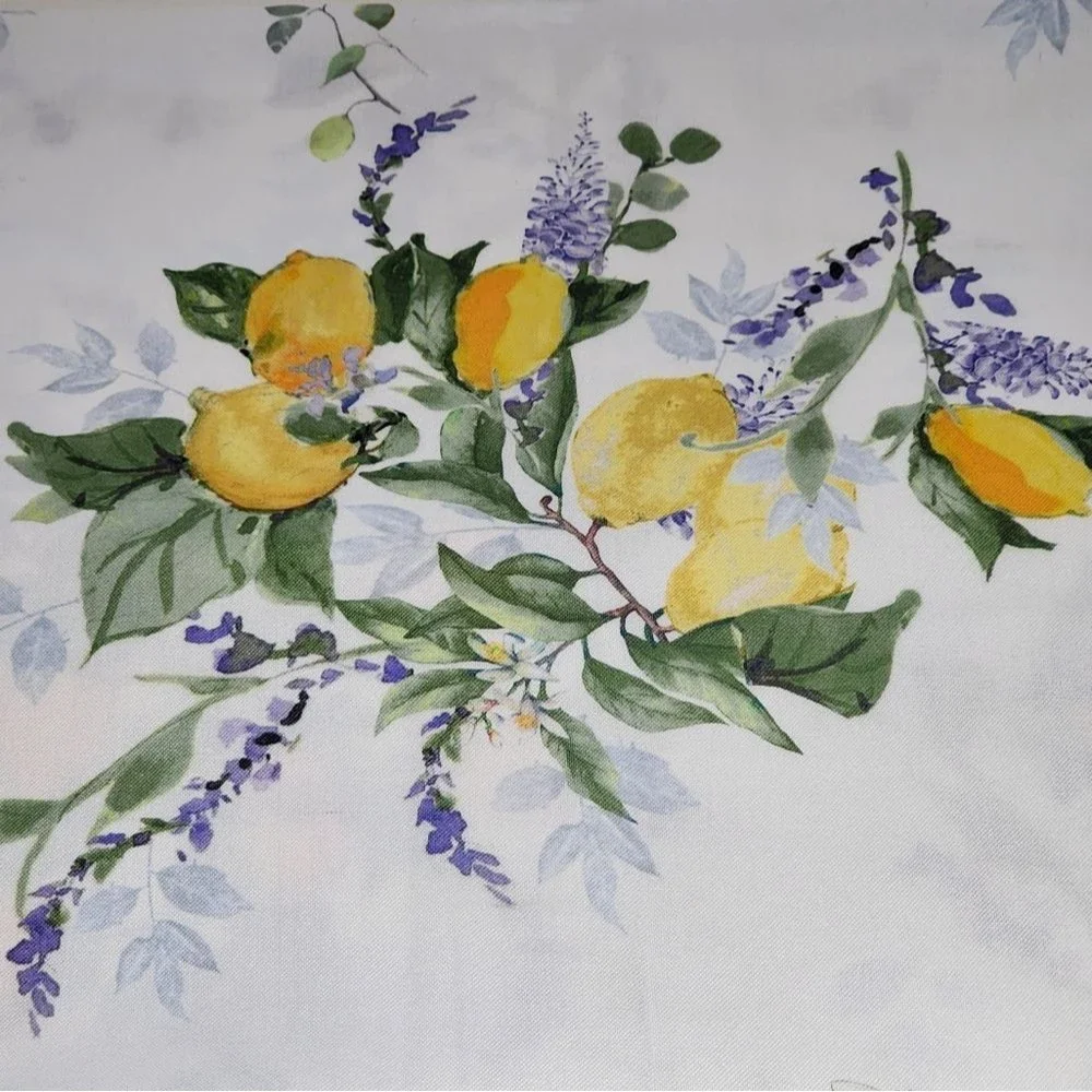 Nicole Miller Home‎ Polyester Tablecloth Lemons Flowers and Leaves 60x104 Oblong